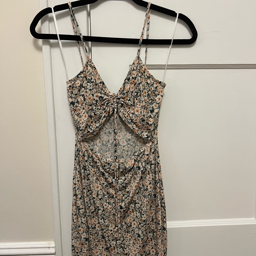 Floral Dress with Front Cut Out
